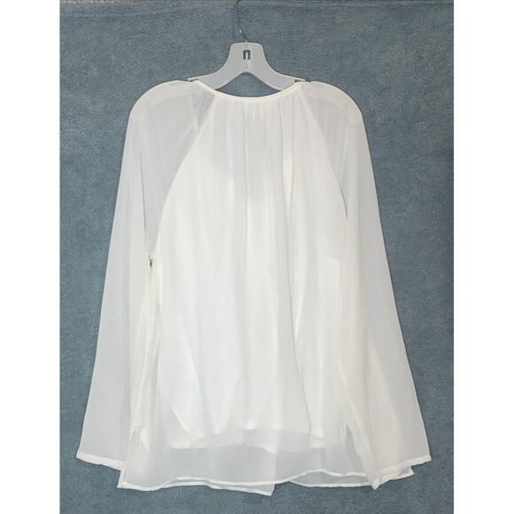 Michael Kors Blouse Womens XL White Long Sleeve Old Money Career Minimalist - Picture 10 of 10